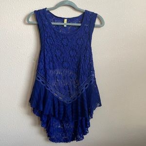 Free People Hi-Low Flowy Blouse with Cutout Back